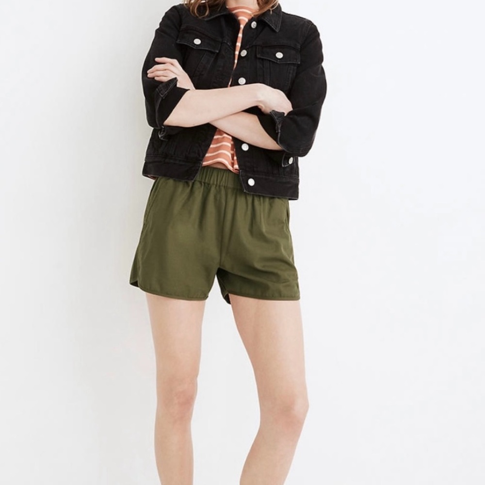 Madewell Pull-On Shorts Birch Leaf Green Extra Small